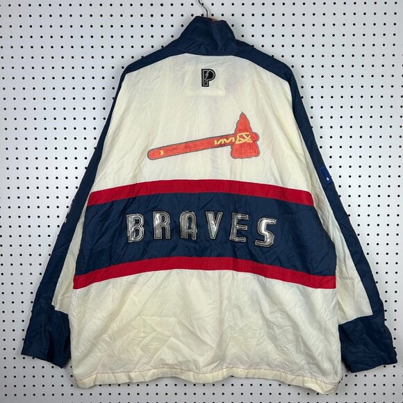 Vintage Atlanta Braves Windbreaker‎ Jacket Sz XXL 2XL Pro Player MLB 90s Faded - Picture 2 of 8